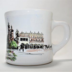 KRAKOW Poland Coffee Mug Rynck Growny Watercolor European Style EUC (No Returns)